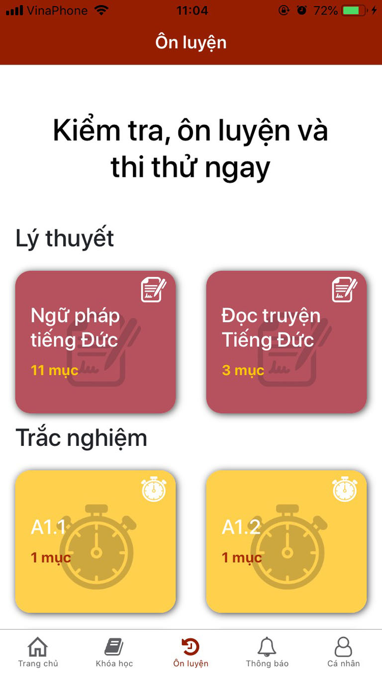 Kho đề thi hàng trăm đề trên ứng dụng Tiếng Đức du học BLA 