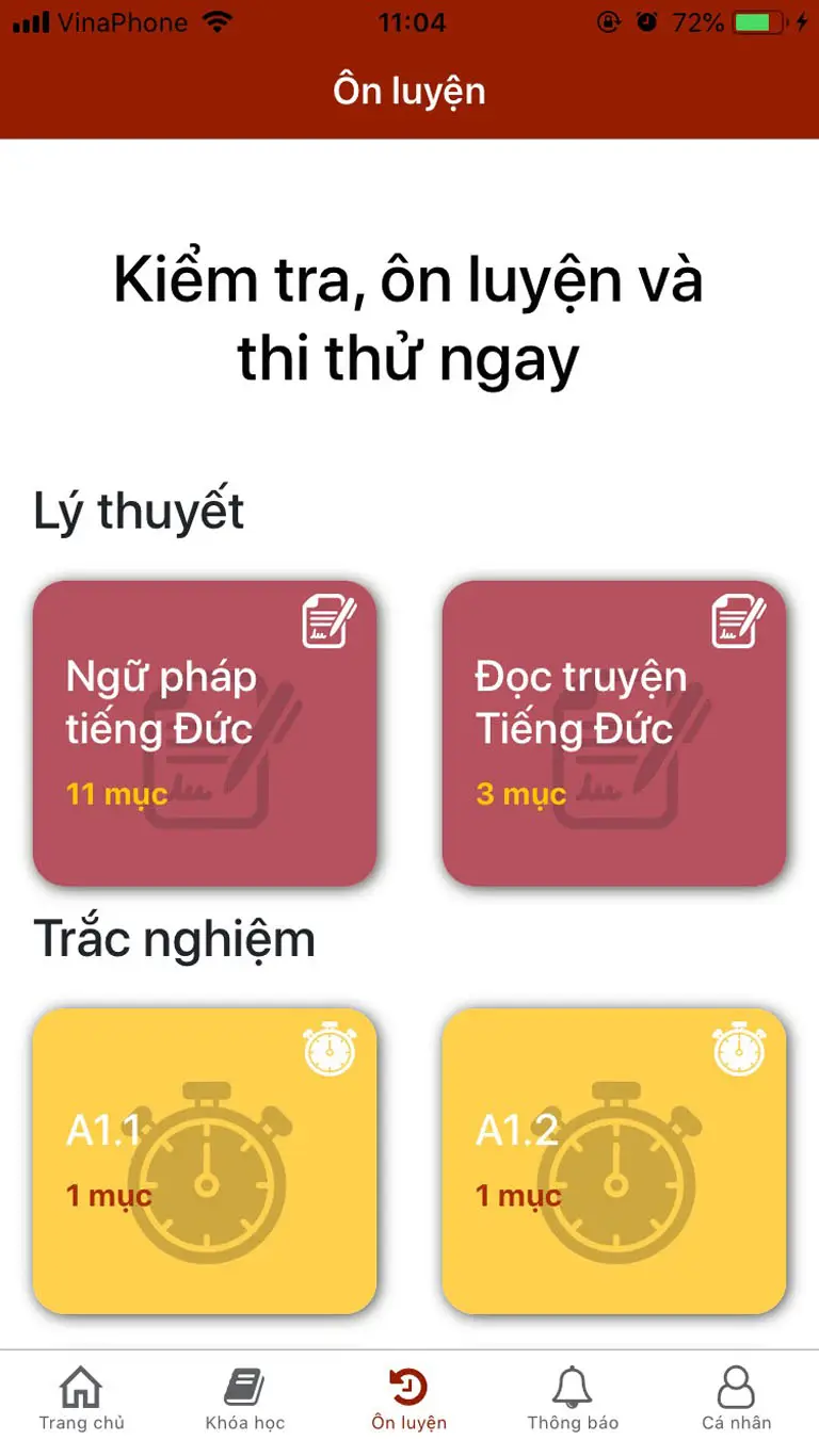 Kho đề thi hàng trăm đề trên ứng dụng Tiếng Đức du học BLA
