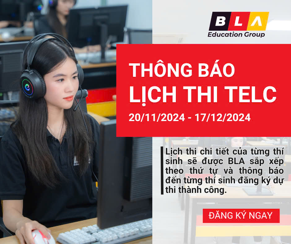 Thông báo lịch thi chứng chỉ Telc tháng 11 và 12 tại BLA