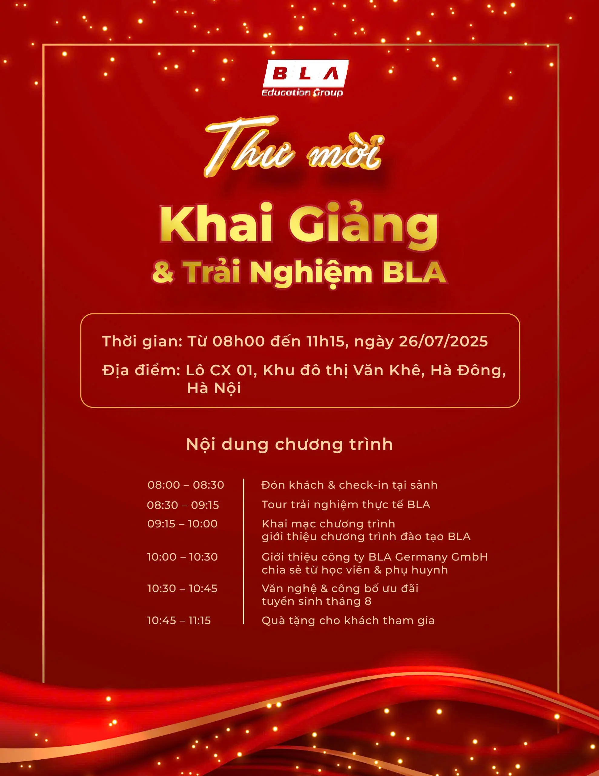 thư mời sự kiện khai giảng và trải nghiệm