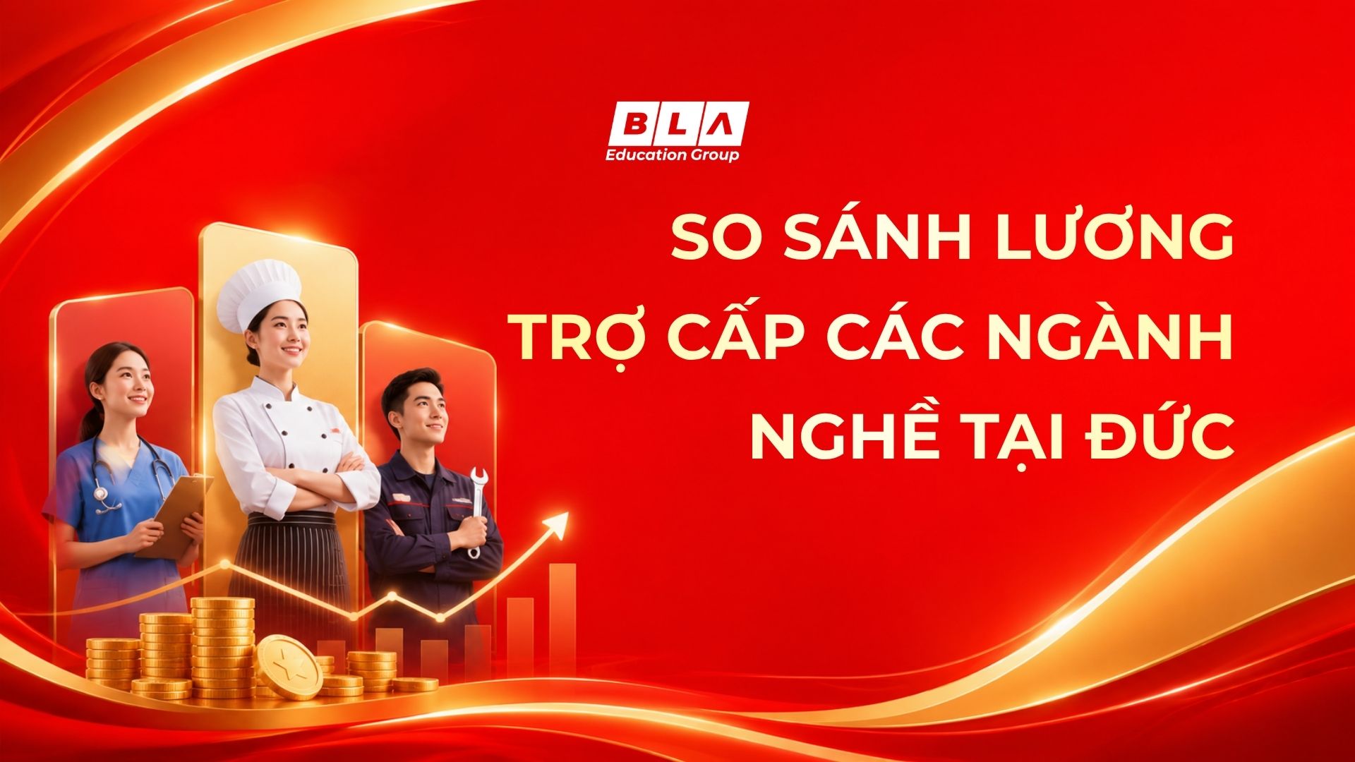 Bảng so sánh chi tiết mức lương trợ cấp du học nghề (Azubi-Gehalt) giữa các ngành Điều dưỡng, Nhà hàng khách sạn và Cơ khí tại Đức